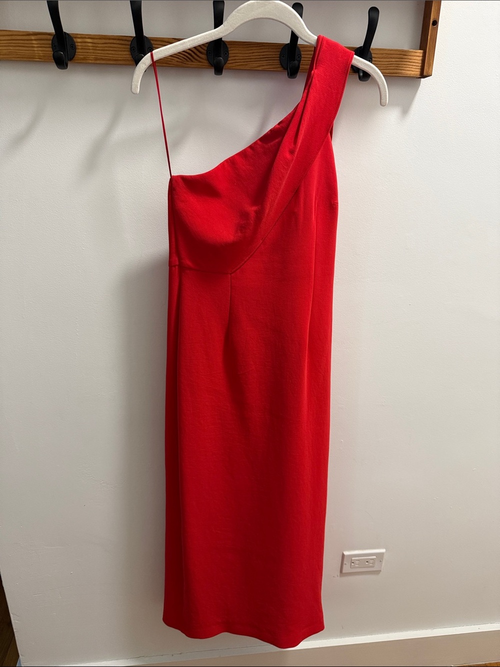 Mango Vibrant Red One-Shoulder Midi Dress